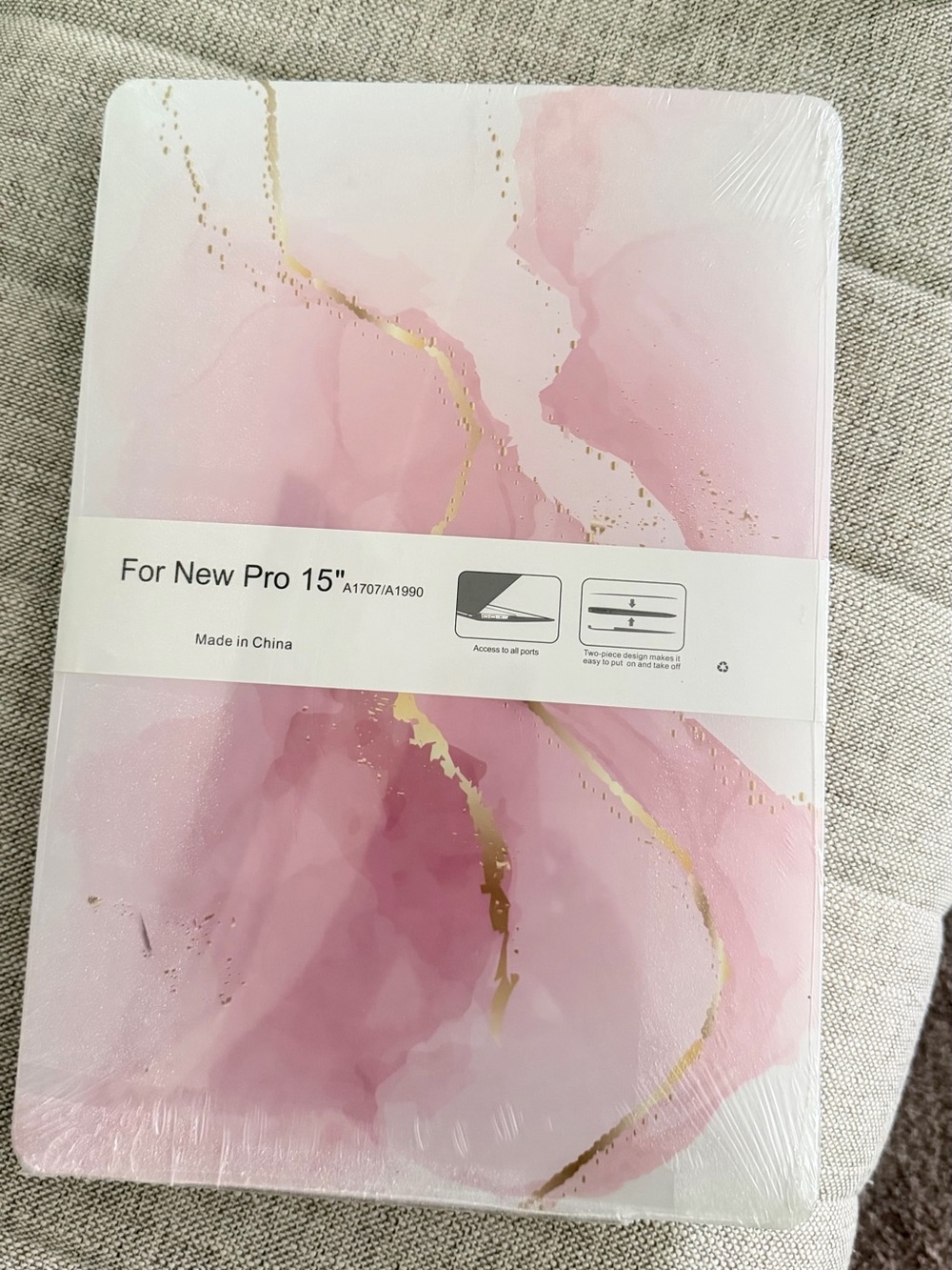 Pink Marble Laptop Sleeve Case for 15" MacBook Pro